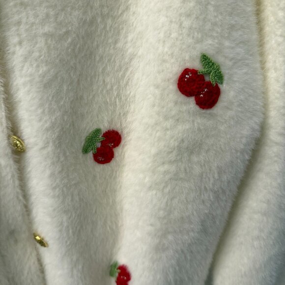 Korean brand fuzzy sweater - red cherry cardigan - Picture 4 of 6